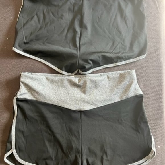 High Rise Sexy Yoga / Booty Short Wide Waistband -Black & Gray 3 pairs NEW SizeL - Picture 1 of 14